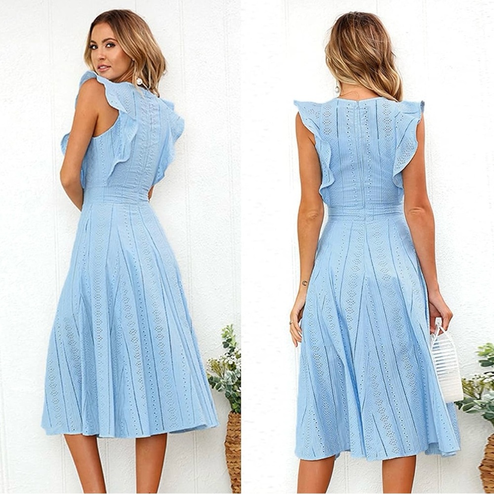 Elegant Blue Sleeveless Dress